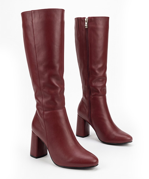 Botas largas Angelik color vino tinto para mujer