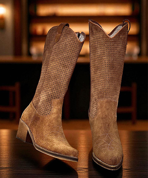 Botas largas Texanas Freya color tabaco para mujer