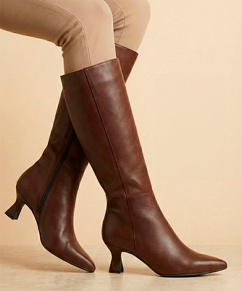 Botas largas siena color café para mujer