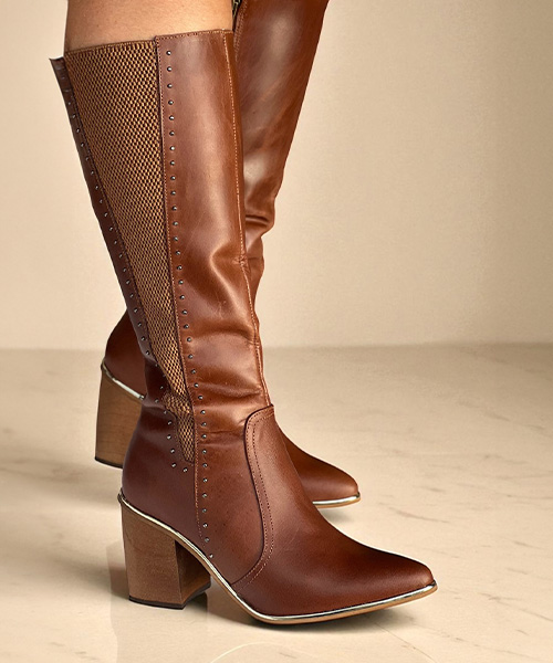 Botas largas Teodora color tabaco para mujer