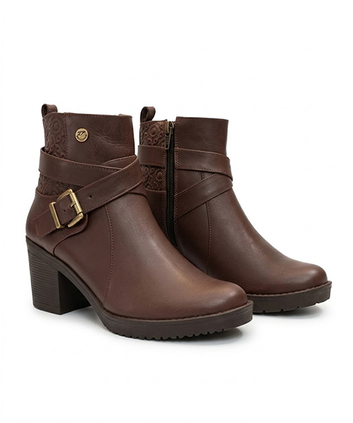 Botin bianca color tabaco para mujer