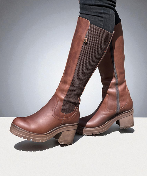 Botas largas Florentina color coñac para mujer