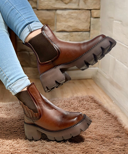 Botin chelsea Frida color coñac para mujer