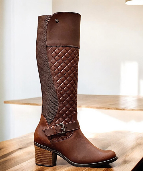 Botas largas Mosaic color coñac para mujer