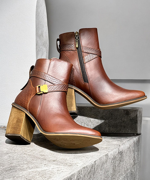 Botines Ornella color coñac para mujer