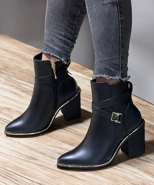 Botines Ornella color negro dorado para mujer