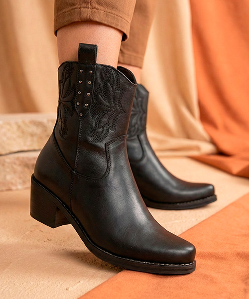 Botines texanos Vesta color negro para mujer